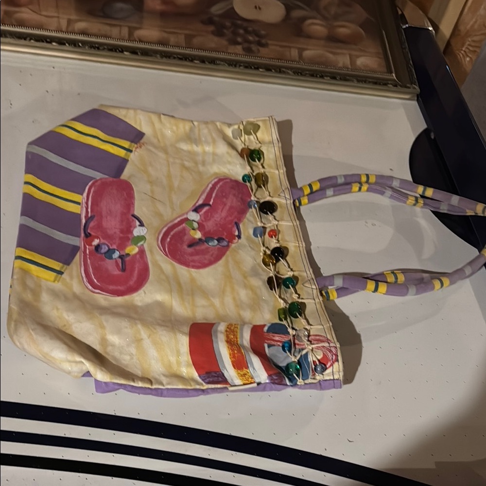 Colorful Beach Tote with Flip-Flop Design